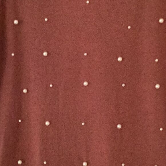 SHEIN NEW WOMENS PEARLS BEADED BATWING SLEEVES TEE SHIRT REDWOOD COLIR LARGE - Picture 4 of 6